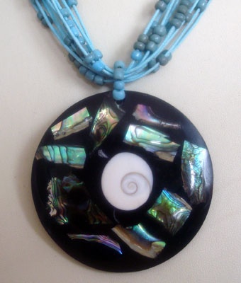 mosaic paua shell necklace with bead