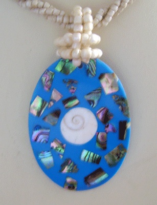 paua shell mosaic necklace